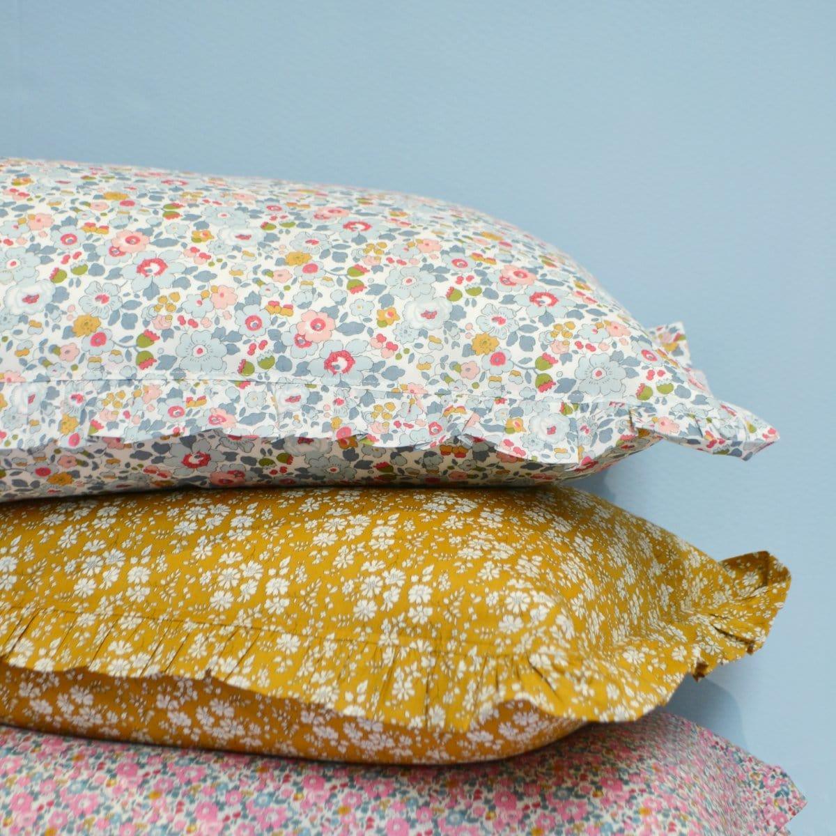 Frill Edge Pillowcase made with Liberty Fabric BETSY GREY - Coco & Wolf
