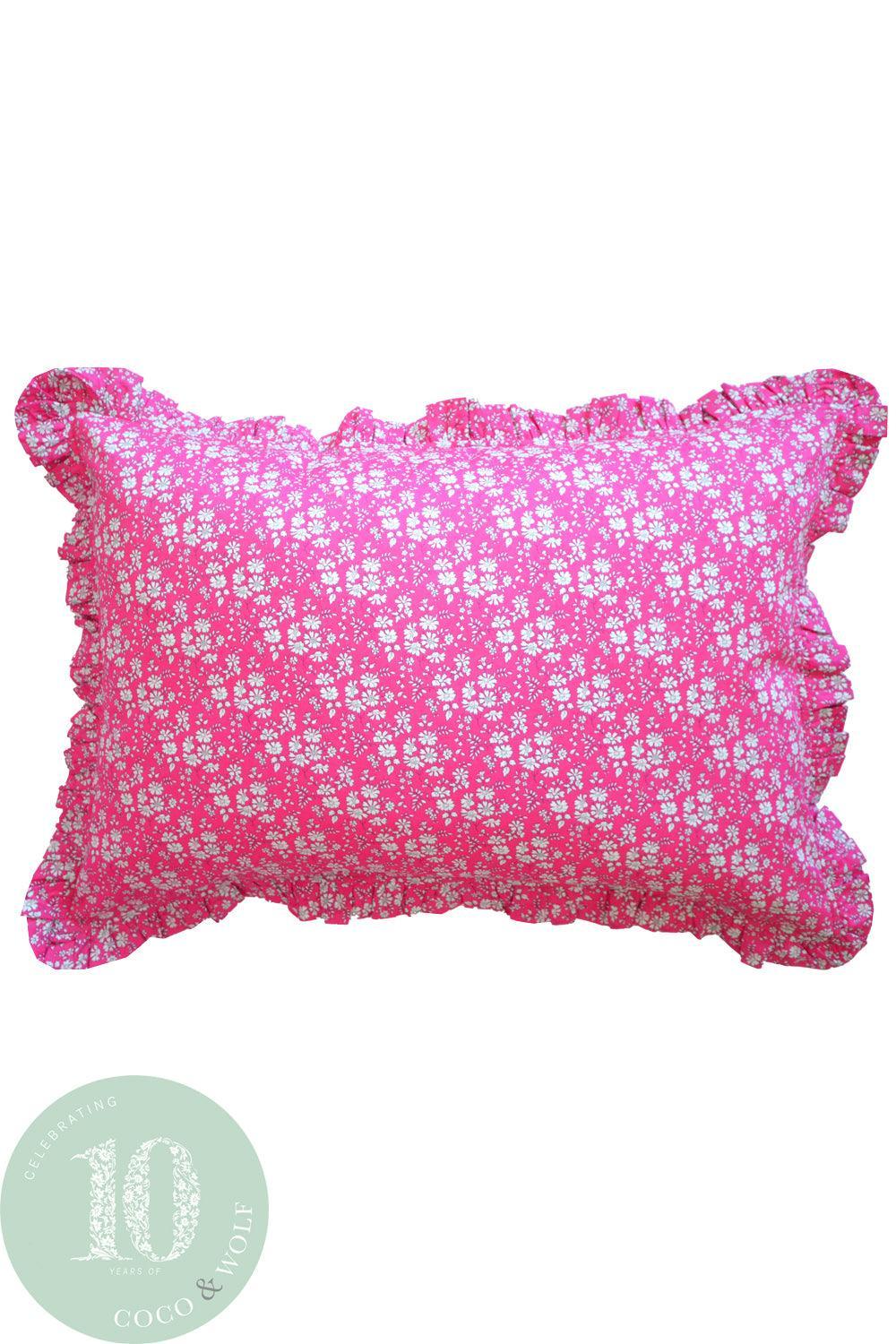 Frill Edge Pillowcase made with Liberty Fabric CAPEL FUCHSIA - Coco & Wolf