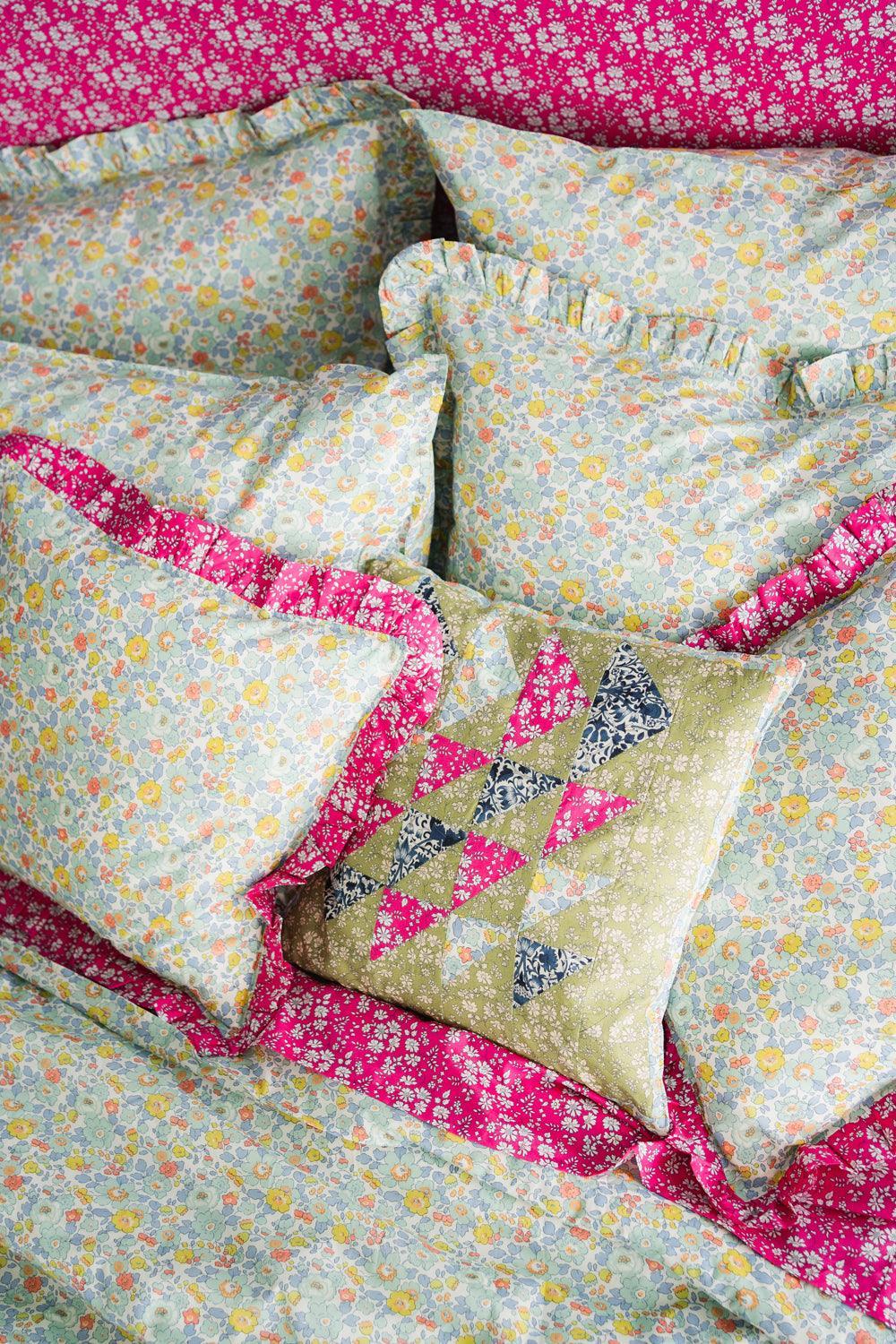 Frill Edge Pillowcase made with Liberty Fabric CAPEL FUCHSIA - Coco & Wolf