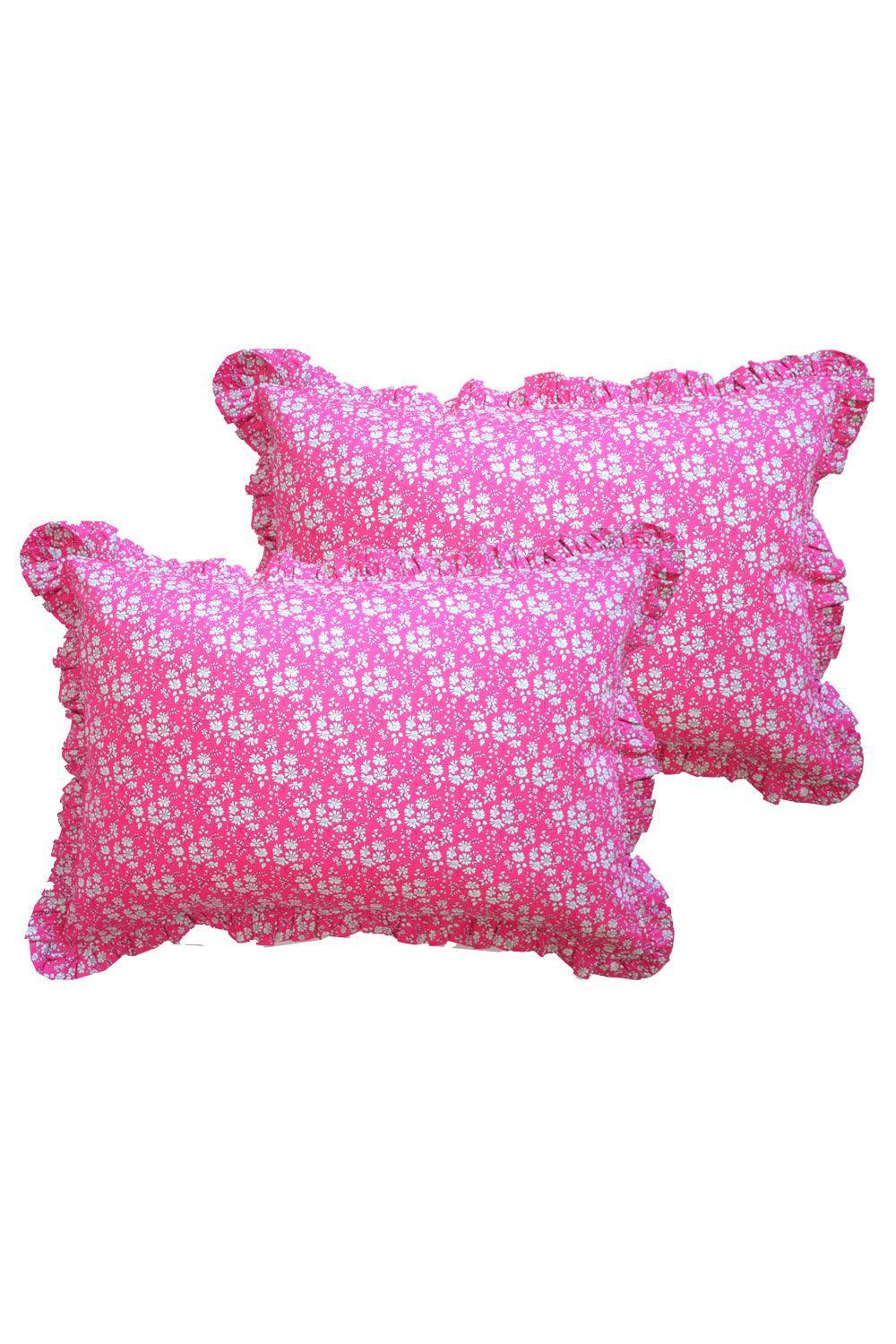 Frill Edge Pillowcase made with Liberty Fabric CAPEL FUCHSIA - Coco & Wolf