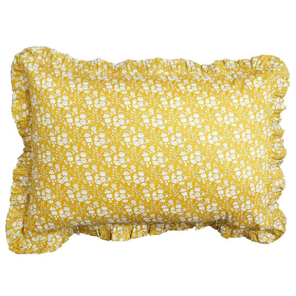 Frill Edge Pillowcase made with Liberty Fabric CAPEL MUSTARD - Coco & Wolf