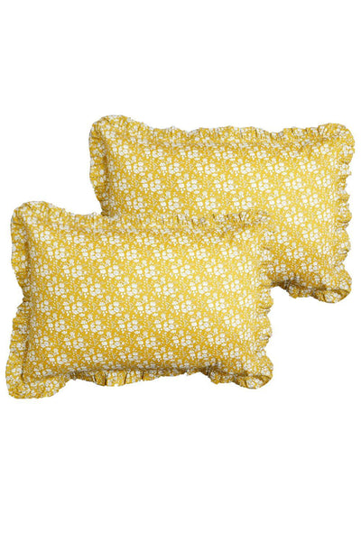 Frill Edge Pillowcase made with Liberty Fabric CAPEL MUSTARD - Coco & Wolf