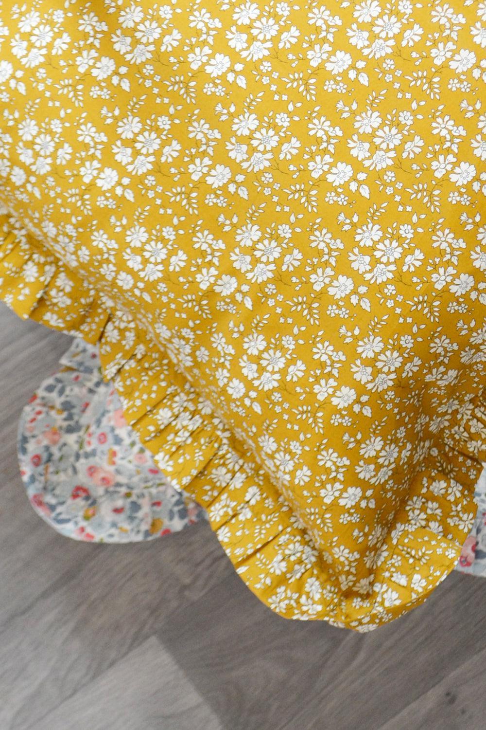 Frill Edge Pillowcase made with Liberty Fabric CAPEL MUSTARD - Coco & Wolf