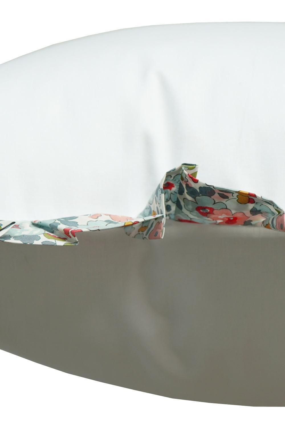 Frill Edge White Pillowcase made with Liberty Fabric BETSY GREY - Coco & Wolf