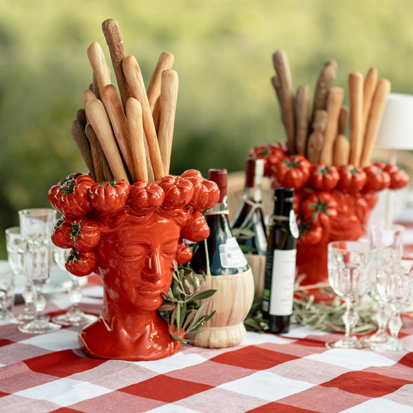 Giardino Reversible Tablecloth in Rosso/Rosa