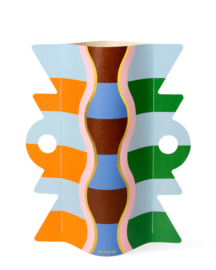 The Giza Paper Vase by OCTAEVO adds Egyptian-inspired, wavy colorful stripes to your home decor.