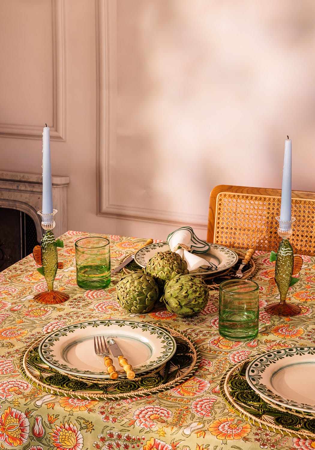 Olivia Swirl Tumbler, Green - Set of 4