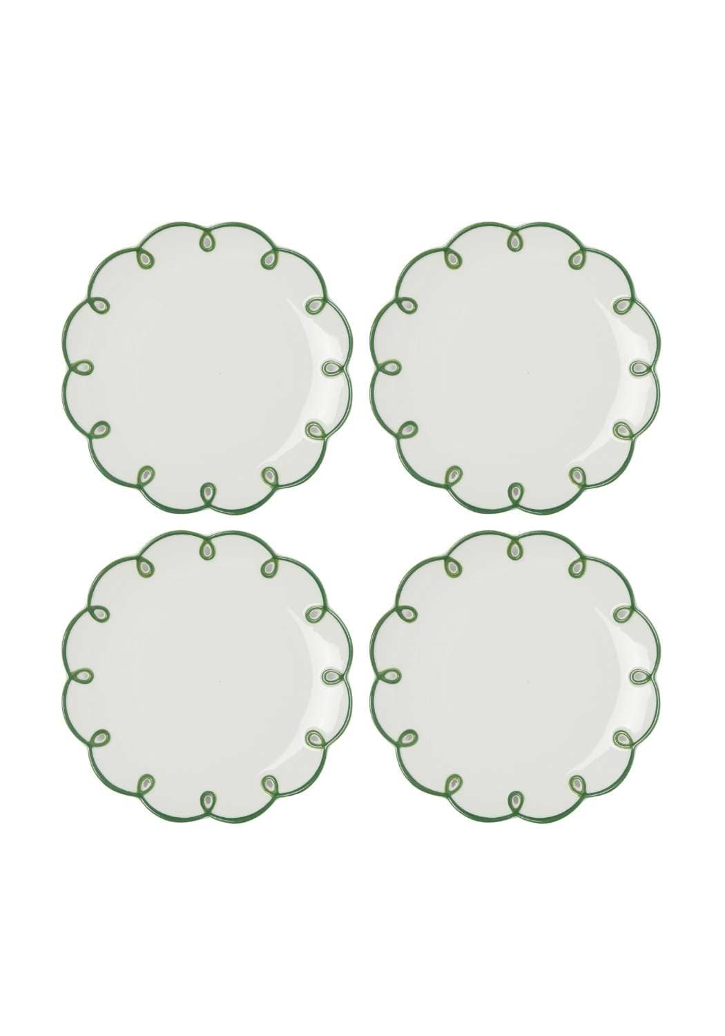 Glorious Green Scalloped Side Plates - Set of 4 - Casa by Josephine Jenno