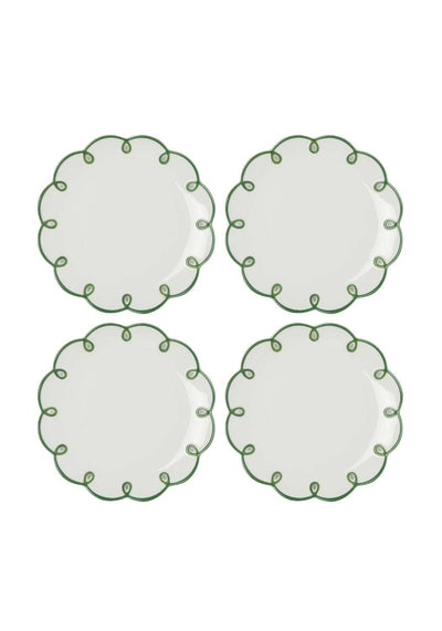 Glorious Green Scalloped Side Plates - Set of 4 - Casa by Josephine Jenno