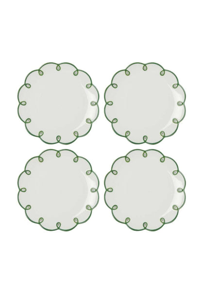 Glorious Green Scalloped Side Plates - Set of 4 - Casa by Josephine Jenno