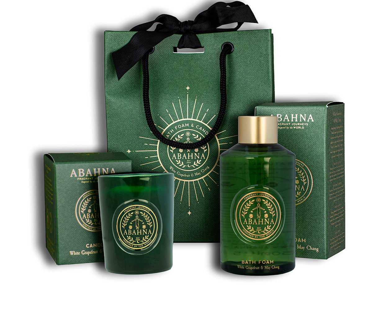 White Grapefruit & May Chang bath and candle duo – eco-friendly luxury gift