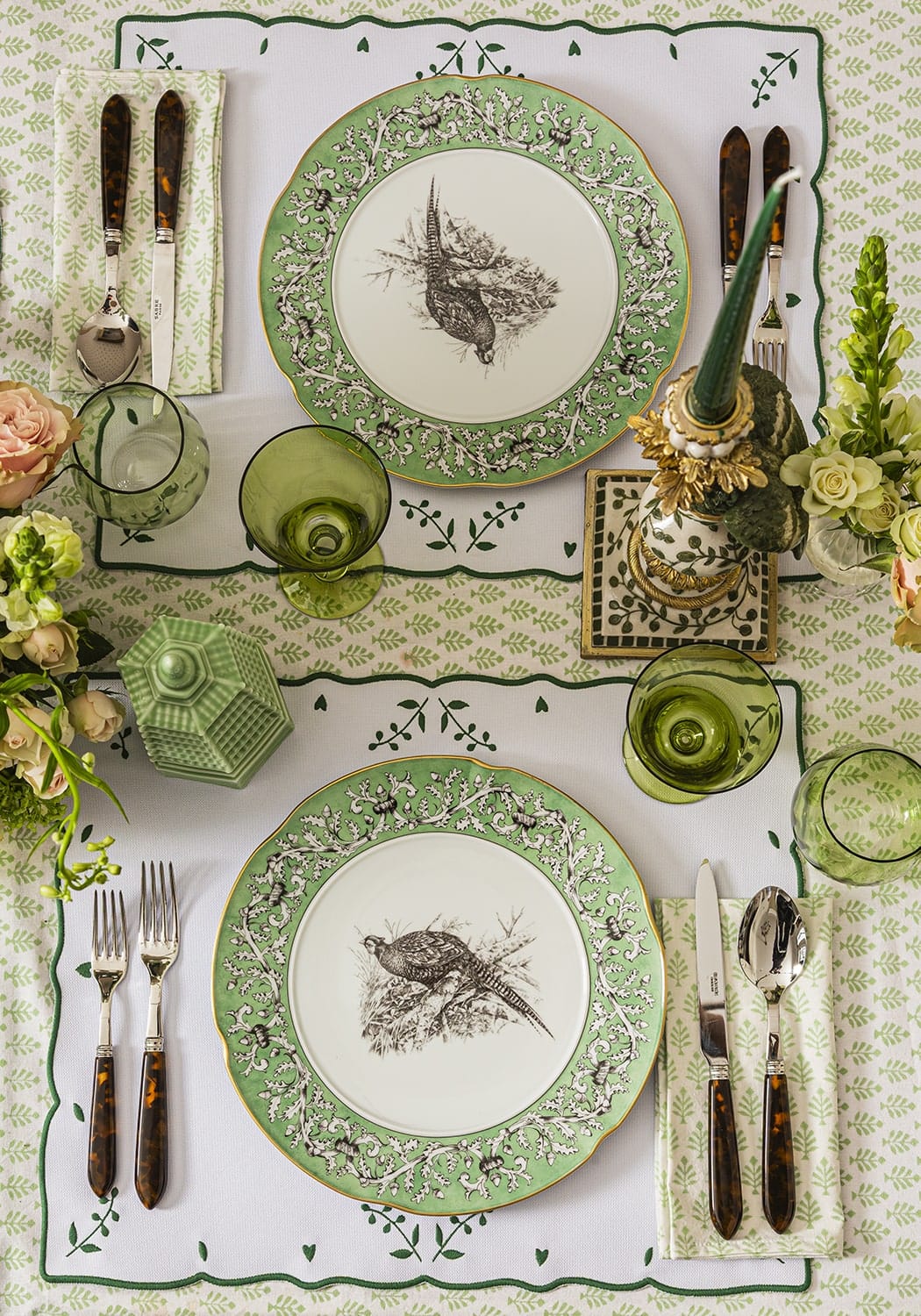 Green Blossom Rectangular Placemats - Set of 4 - Casa by Josephine Jenno