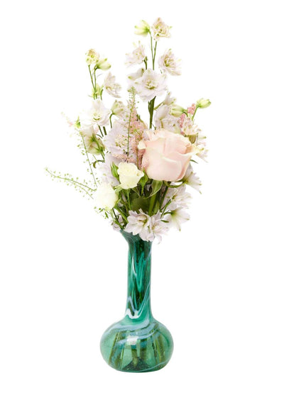 Green Marbled Bud Vase - Lightweight Treated Glass - Casa by Josephine Jenno
