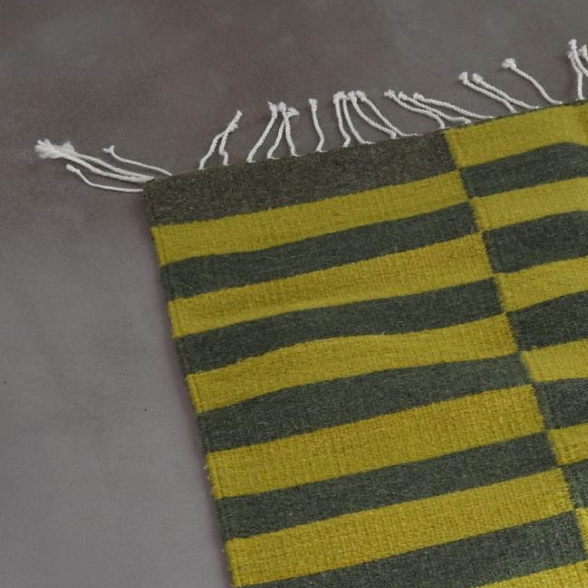 Fresh Natural Dye Handwoven Rug | Greens