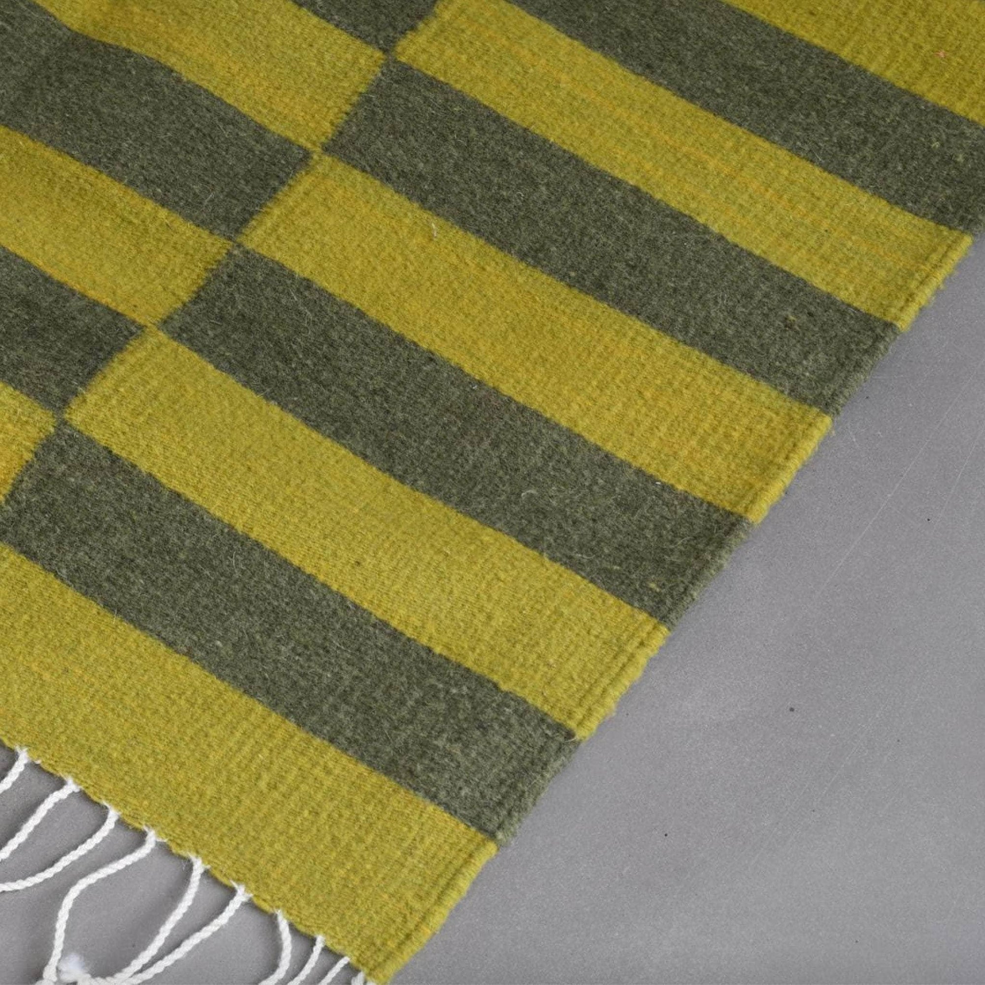 Fresh Natural Dye Handwoven Rug | Greens