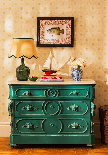 Green Petal Rafia Scallop Lampshade - Casa by Josephine Jenno