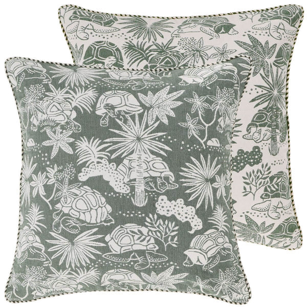 Green Tortoise Woven Cushion Cover