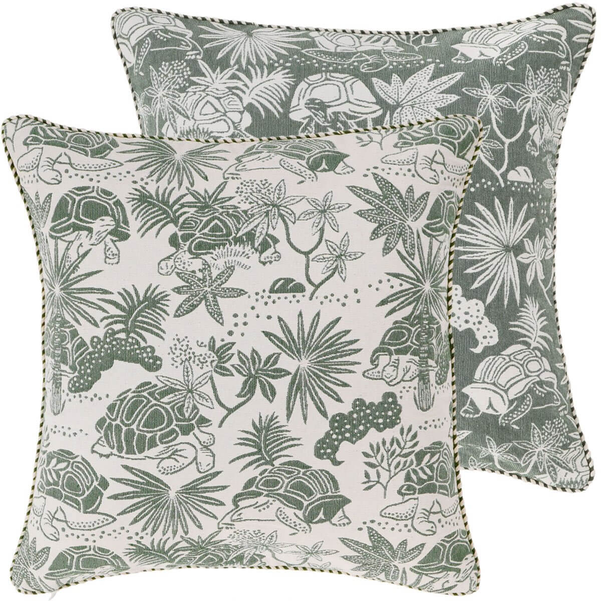 Green Tortoise Woven Cushion Cover