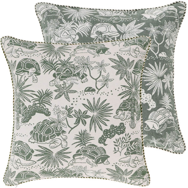 Green Tortoise Woven Cushion Cover