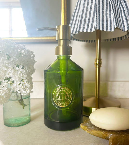 Green Glass Bottle & Pump