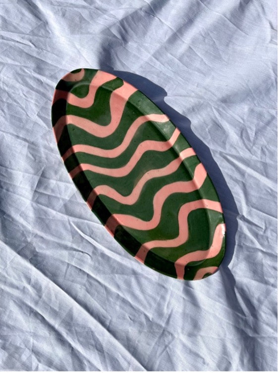 Pink And Green Squiggle Platter