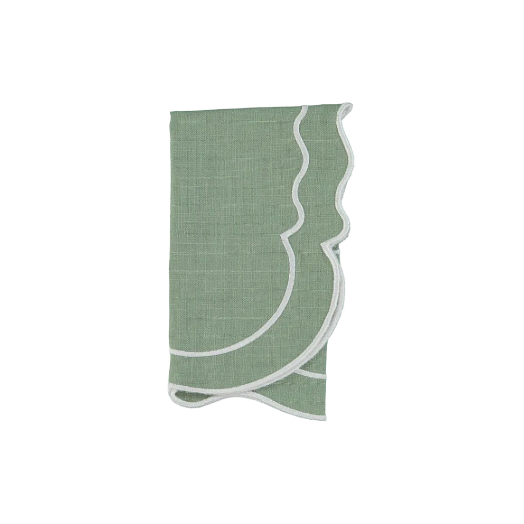 Clou Napkin, Green and White