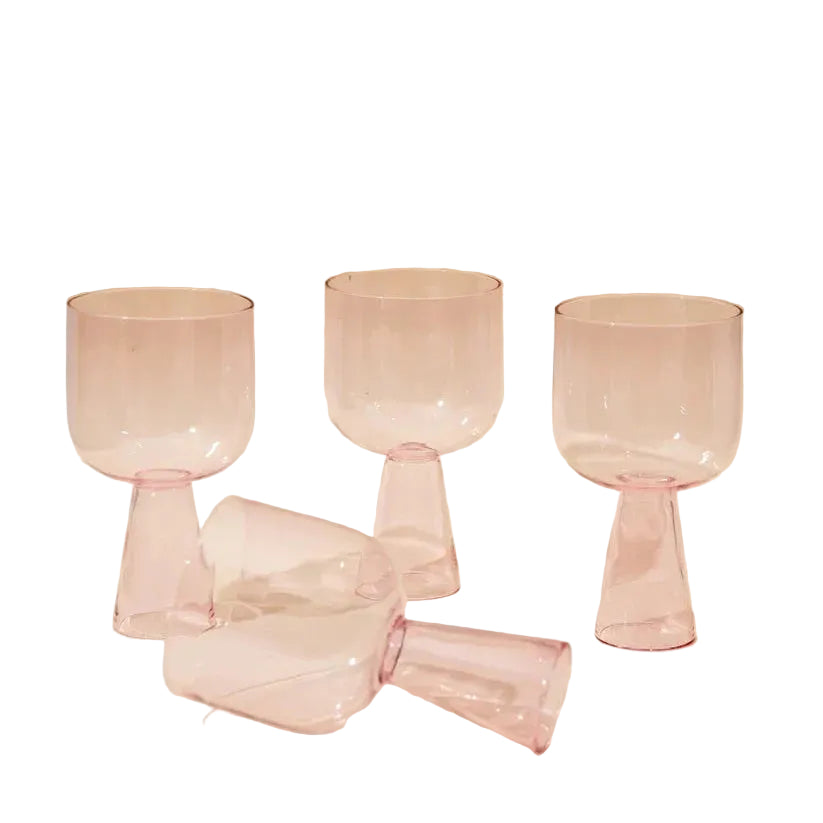 Aria Pink Glass Dessert Bowls 3x5.75 Inches 9.45oz Set of 4 - Casa Amarosa