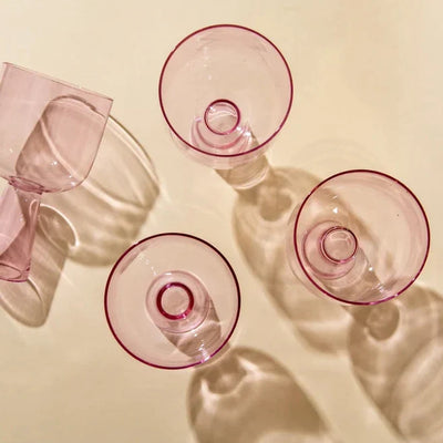 Aria Pink Glass Dessert Bowls 3x5.75 Inches 9.45oz Set of 4 - Casa Amarosa