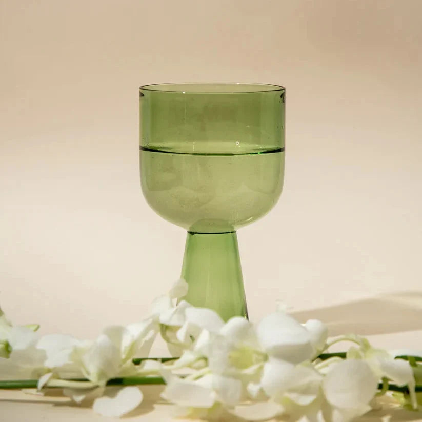 Aria Green Glass Dessert Bowls 3x5.75 Inches 9.45oz Set of 4 - Casa Amarosa