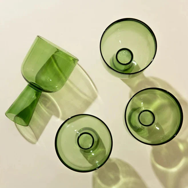 Aria Green Glass Dessert Bowls 3x5.75 Inches 9.45oz Set of 4 - Casa Amarosa