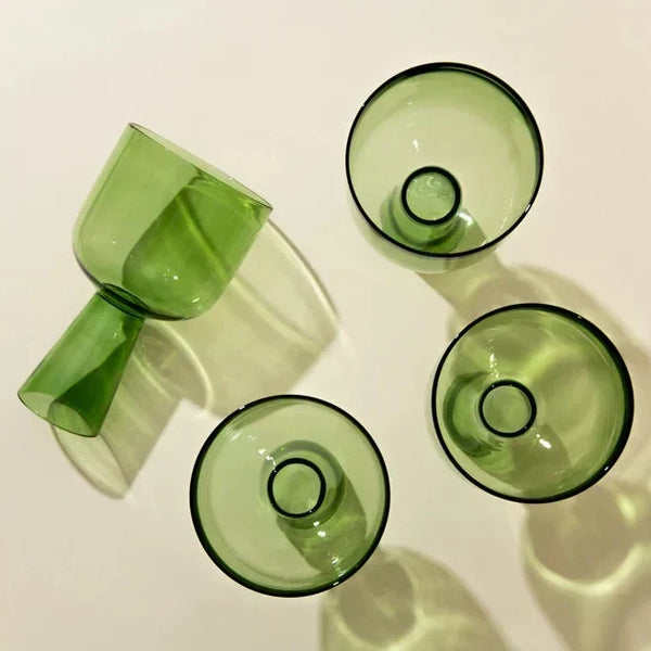 Aria Green Glass Dessert Bowls 3x5.75 Inches 9.45oz Set of 4 - Casa Amarosa