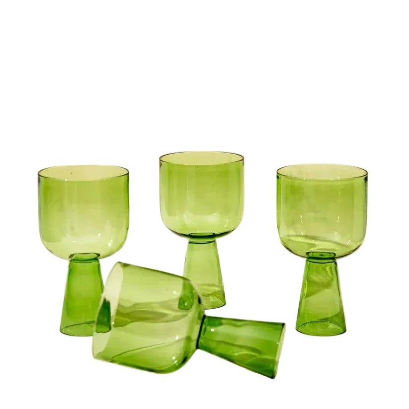 Aria Green Glass Dessert Bowls 3x5.75 Inches 9.45oz Set of 4 - Casa Amarosa