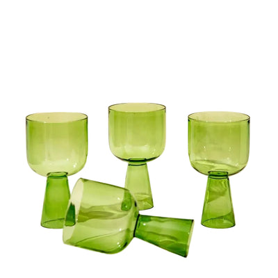 Aria Green Glass Dessert Bowls 3x5.75 Inches 9.45oz Set of 4 - Casa Amarosa