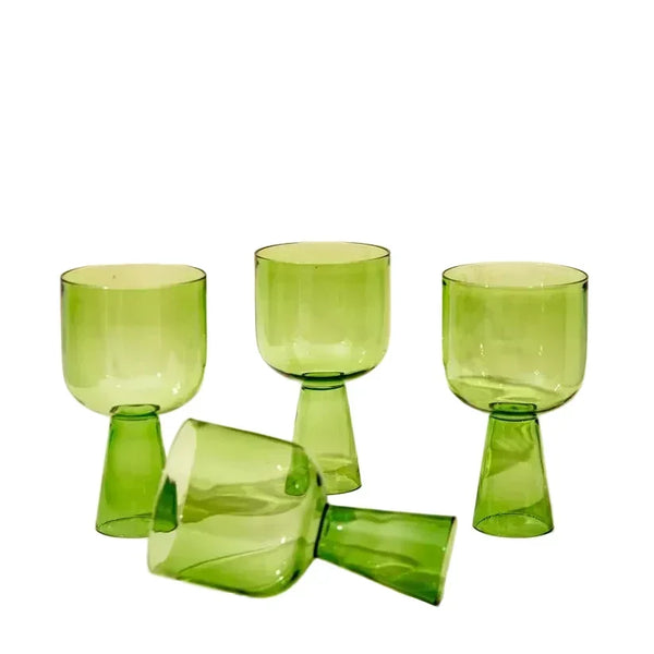 Aria Green Glass Dessert Bowls 3x5.75 Inches 9.45oz Set of 4 - Casa Amarosa