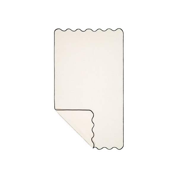 Ivory & Black Cotton Wavy Bath Sheet