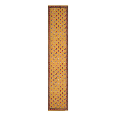 Block-printed Haldi table runner in yellow and red