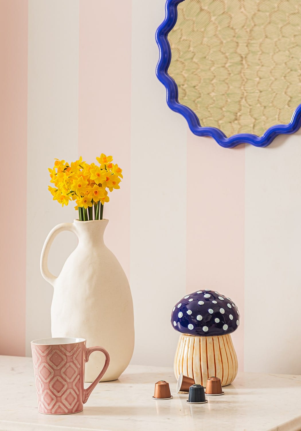 Hand Painted Blue Mushroom Jar - Casa by Josephine Jenno