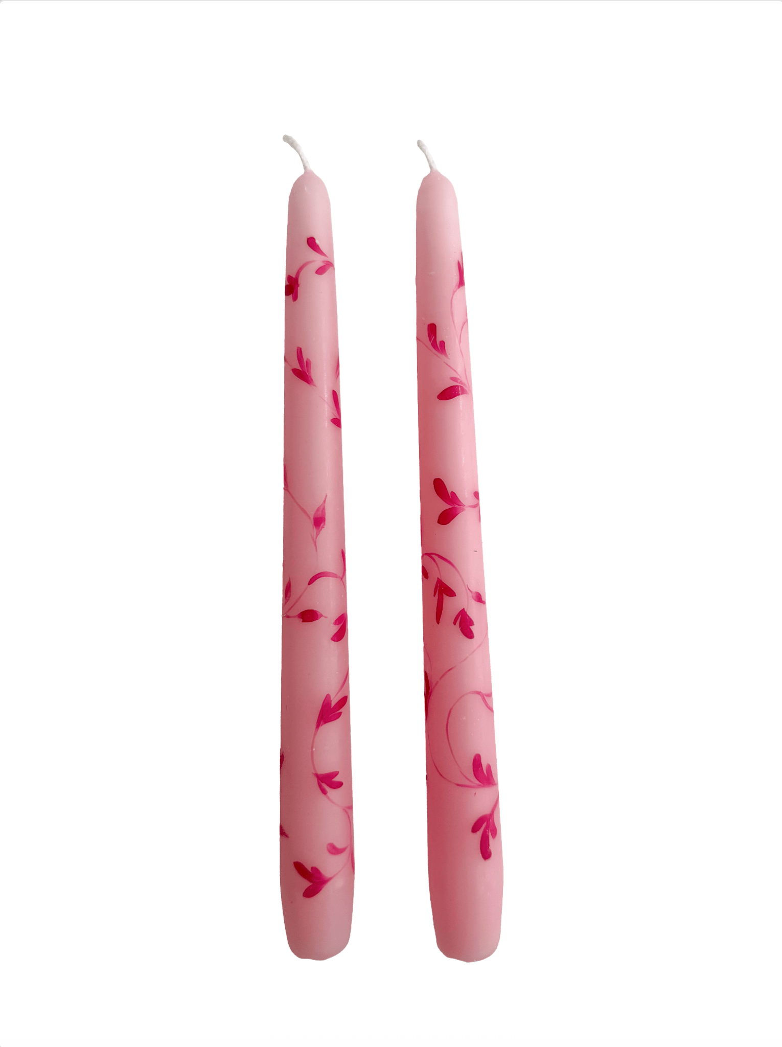 Hand-Painted Taper Candles in Pink