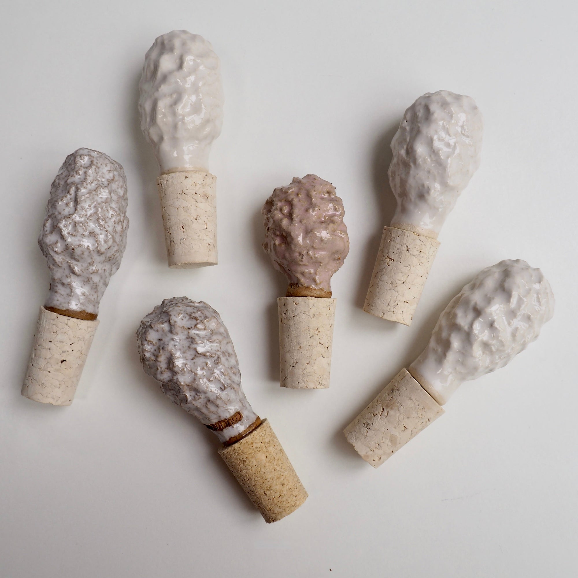 Handmade Textural Ceramic and Cork Bottle Stopper