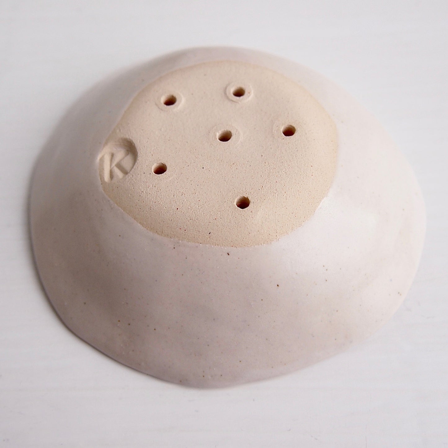 handmade mini pink pottery soap dish base view