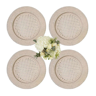 Harbour Island Rattan Round Charger Sand Colour - Set of 4 - Casa by Josephine Jenno