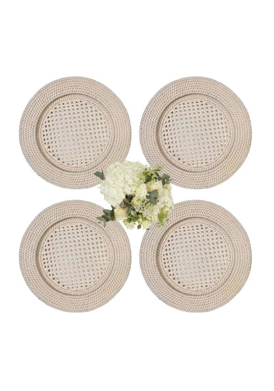 Harbour Island Rattan Round Charger Sand Colour - Set of 4 - Casa by Josephine Jenno