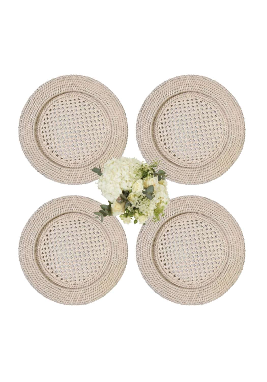Harbour Island Rattan Round Charger Sand Colour - Set of 4 - Casa by Josephine Jenno