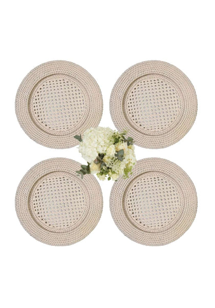 Harbour Island Rattan Round Charger Sand Colour - Set of 4 - Casa by Josephine Jenno