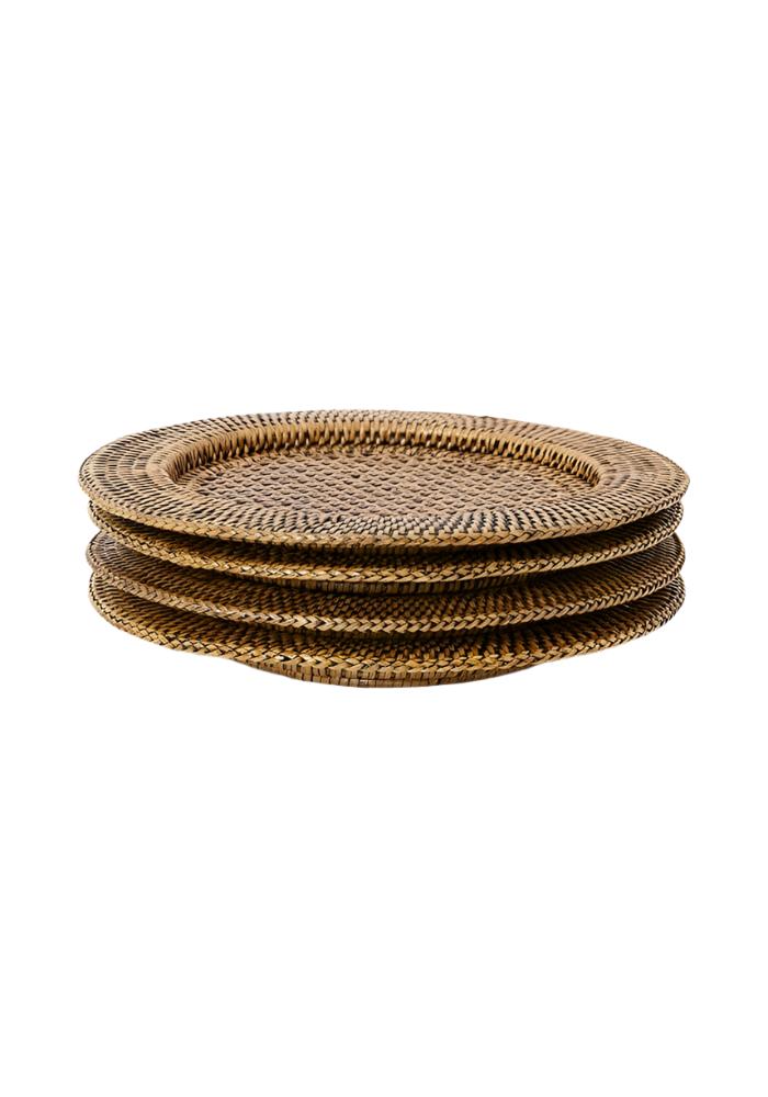 Harbour Island Round Rattan Charger Brown - Set of 4 - Casa by Josephine Jenno