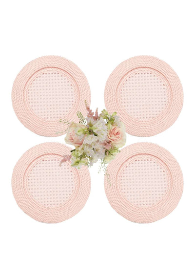 Harbour Island Round Rattan Charger Placemat Pink - Set of 4 - Casa by Josephine Jenno
