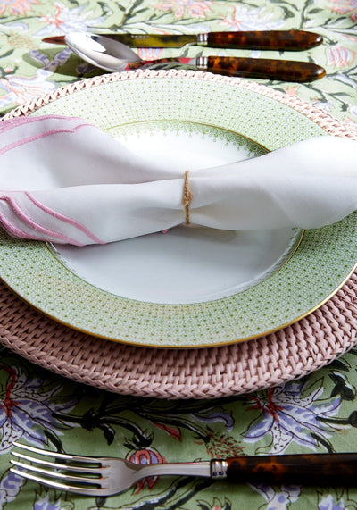 Harbour Island Round Rattan Charger Placemat Pink - Set of 4 - Casa by Josephine Jenno