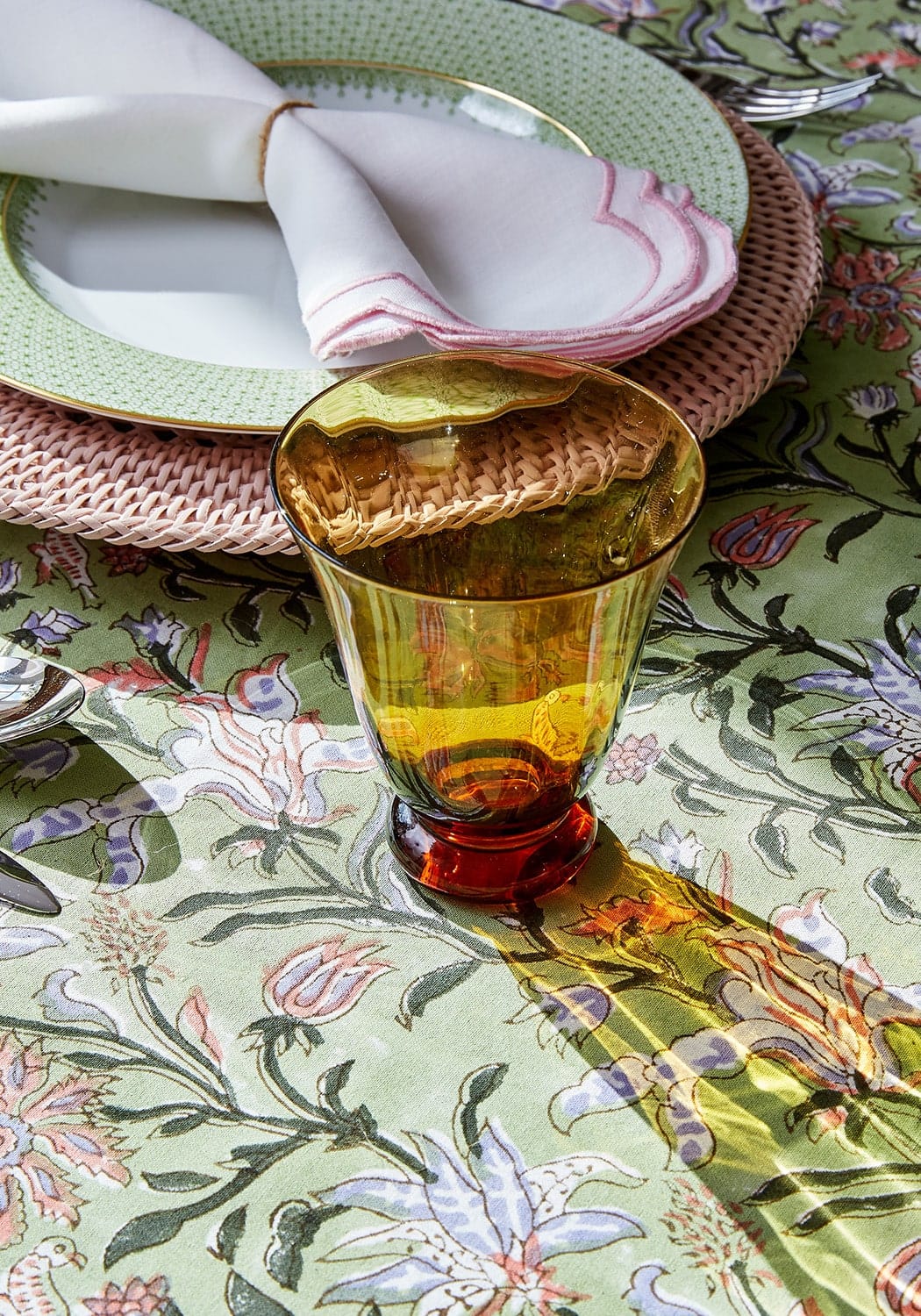 Harbour Island Round Rattan Charger Placemat Pink - Set of 4 - Casa by Josephine Jenno