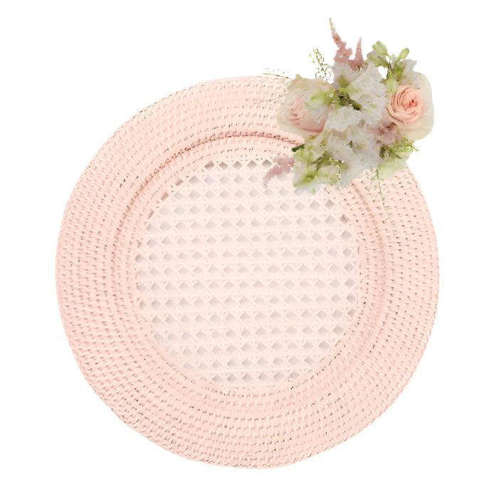 Harbour Island Round Rattan Charger Placemat Pink - Set of 4 - Casa by Josephine Jenno