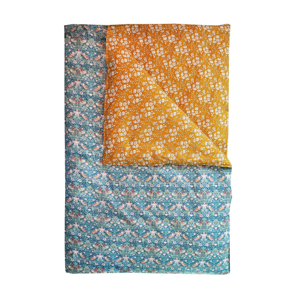 Reversible Heirloom Quilt Made With Liberty Fabric Strawberry Thief & Capel Mustard